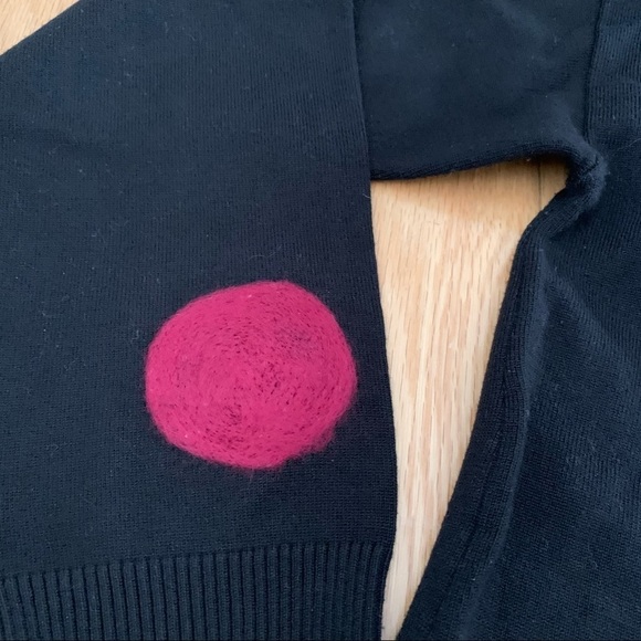 BLACK POLKA DOTS EMBROIDERED SWEATER WOMEN SIZE L - Picture 5 of 13